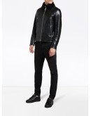 Deven crocodile-print leather jacket