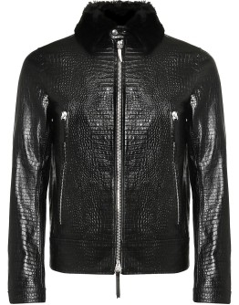Deven crocodile-print leather jacket