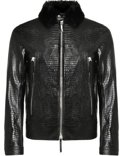 Deven crocodile-print leather jacket