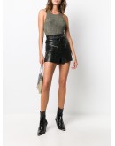 belted faux-leather shorts