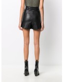 belted faux-leather shorts