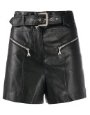 belted faux-leather shorts