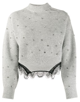 embellished ribbed jumper