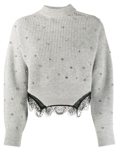 embellished ribbed jumper