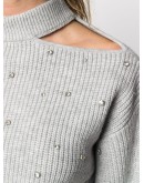embellished ribbed jumper