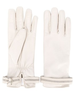 buckled bead embellished gloves