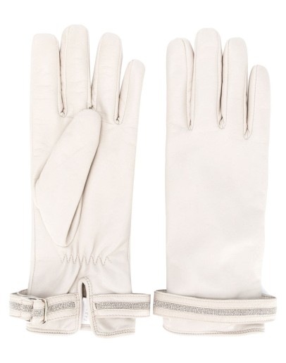 buckled bead embellished gloves