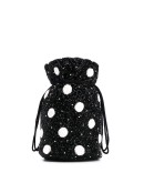 polka dot beaded bucket bag