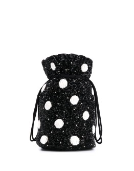 polka dot beaded bucket bag