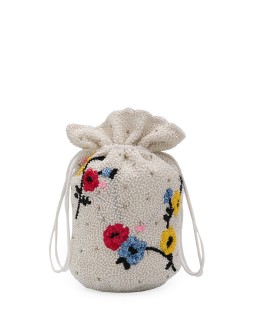 floral beaded bucket bag