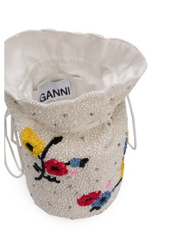 floral beaded bucket bag
