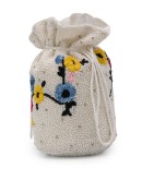 floral beaded bucket bag