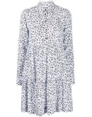 floral print pleated shirt dress