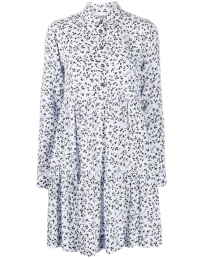 floral print pleated shirt dress