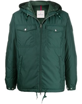 flap pockets zipped hooded jacket