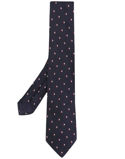 geometric pattern silk tie