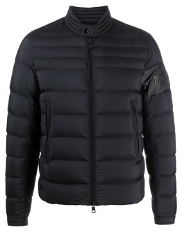 embossed logo quilted jacket