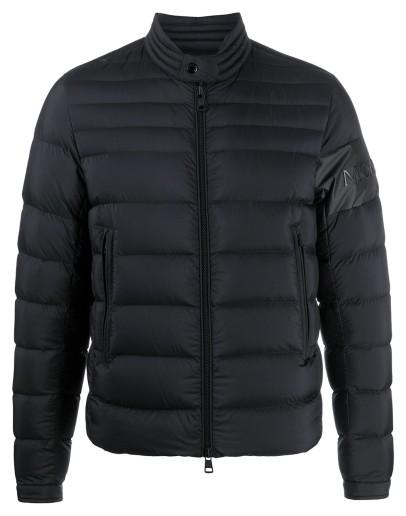 embossed logo quilted jacket