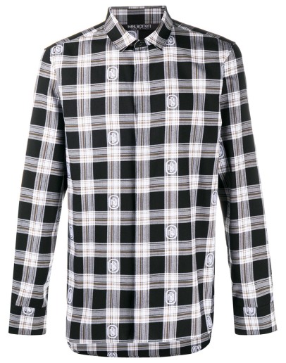 embroidered-logo checkered shirt
