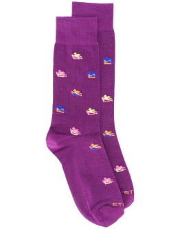 ribbed knit logo socks