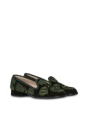 velvet beaded square-toe slippers