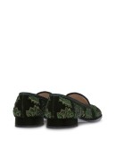 velvet beaded square-toe slippers