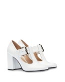 side buckle square toe pumps