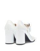 side buckle square toe pumps