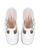side buckle square toe pumps