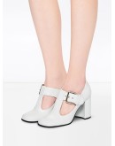 side buckle square toe pumps