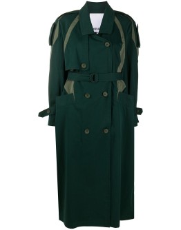 bi-colour belted trench coat