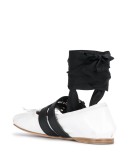 strappy ballerina pumps with mismatch ankle ties