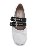 strappy ballerina pumps with mismatch ankle ties