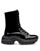 patent-finish lace-up boots