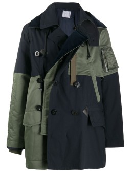 double breasted panelled coat