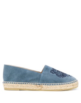 Tiger embroidered suede espadrilles