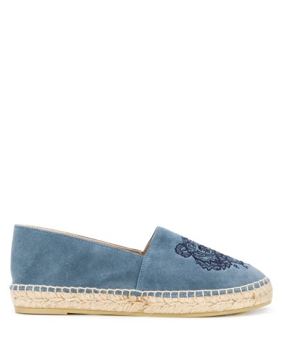 Tiger embroidered suede espadrilles