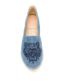 Tiger embroidered suede espadrilles