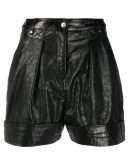 leather straight leg shorts