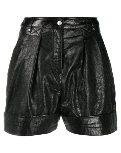 leather straight leg shorts