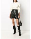 leather straight leg shorts