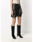 leather straight leg shorts