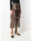 metallic tiered midi skirt