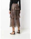 metallic tiered midi skirt
