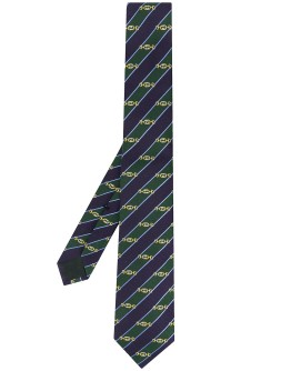 Horsebit-embroidered striped tie