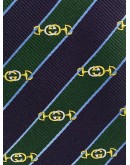 Horsebit-embroidered striped tie