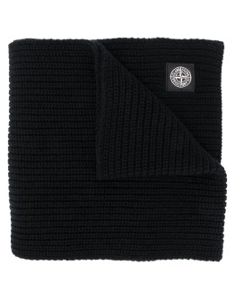 logo patch wool scarf