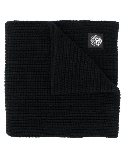 logo patch wool scarf