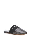 Bedford crocodile-effect flat mules
