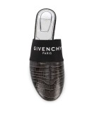 Bedford crocodile-effect flat mules